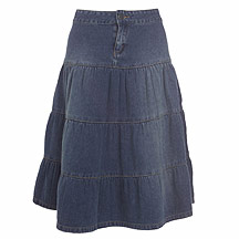 Blue denim tiered skirt