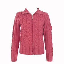 Coral cable knitted zip through cardigan