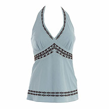 Rocha.John Rocha Light blue embroidered halter neck top