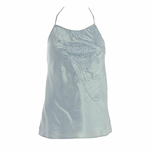 Rocha.John Rocha Light blue embroidered silk halter neck