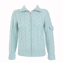 Rocha.John Rocha Pale blue cable knitted zip through cardigan