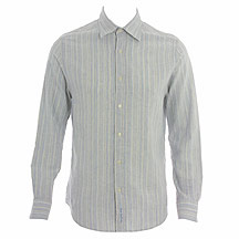 Rocha.John Rocha Pale blue/cream linen rich long sleeve shirt