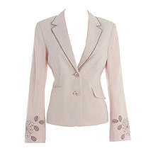 Rocha.John Rocha Pink embellished flower linen jacket