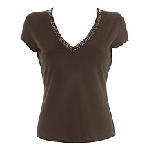 Rocha.John Rocha V neck cap sleeve beaded top