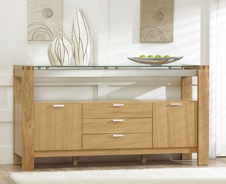 rochelle Solid Oak and Glass Sideboard