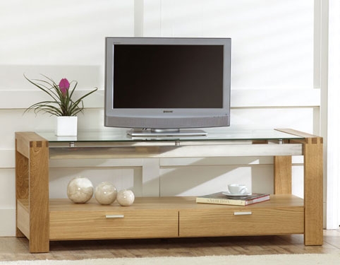 rochelle Solid Oak and Glass TV Unit