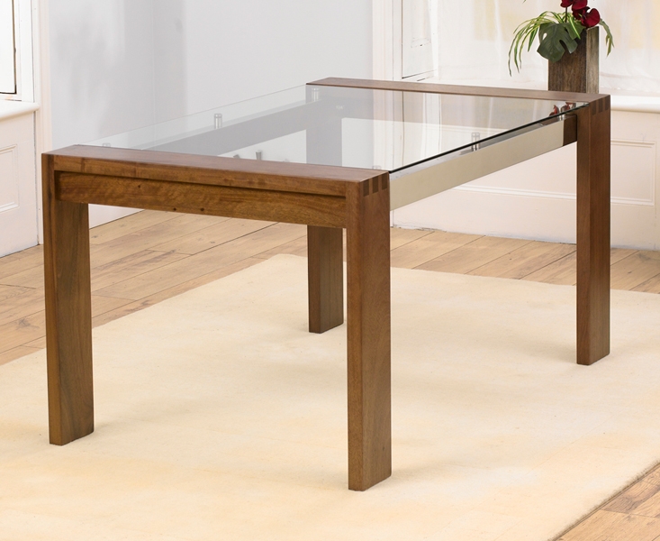 Walnut & Glass Dining Table - 150cm