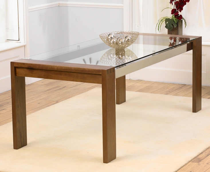 Walnut and Glass Dining Table - 200cm