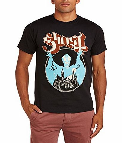 Rock Off Mens Ghost Opus Regular Fit Round Collar Short Sleeve T-Shirt, Black, X-Large