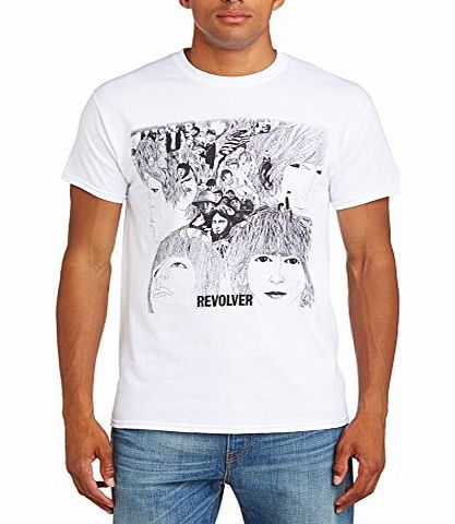 Rock Off Mens The Beatles Revolver Album Cover Regular Fit Round Collar Short Sleeve T-Shirt, White, X-Large