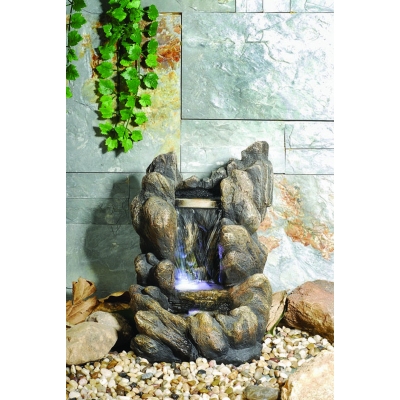 Rock Waterfall Lit Table Top Indoor Water Feature