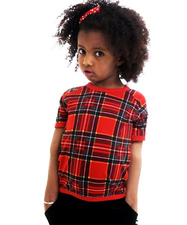 Tartan sort sleeve t-shirt