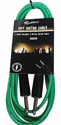 10 foot with Moulded 1 inch Jacks Guitar Lead - Green