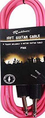 Rockburn 10 foot with Moulded 1 inch Jacks Guitar Lead - Pink