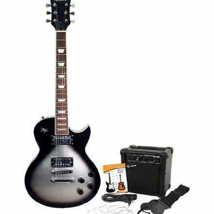 Rockburn LP Style Guitar Package - Silver Burst