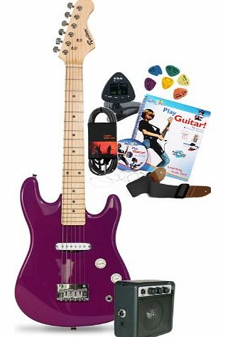 Rockburn MA-202-PL-PK 1/2 Size Electric Guitar Outfit - Purple