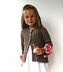 Swing Cardigan with Pink Crochet Flowers.