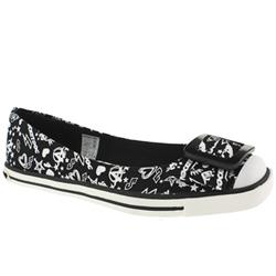 Female Rocket Dog Paris Fabric Upper Low Heel Shoes in Black and White