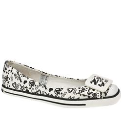 Female Rocket Dog Paris Fabric Upper Low Heel Shoes in White and Black