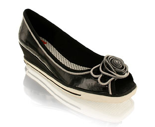 Rocket Dog Peep Toe Wedge Casual Shoe With Zip Flower Detail