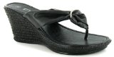 Platino `Hope` Ladies Toepost Wedge Sandal Style Shoes - Black - 8 UK