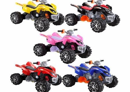 Rocket Raptor Extreme Kids Electric Ride on Quad Bike - 12v - 5 Colours (UNIQUE MODEL WITH CHROME WHEEL TRIMS, MP3 PLUG IN 