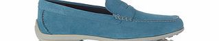Blue suede rubber sole loafers