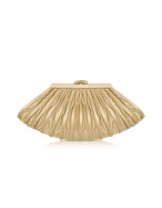Rodo Light Gold Pleated Satin Evening Clutch