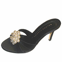 Roland Cartier Black beaded satin mule