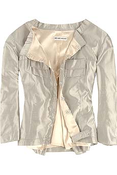Side metallic silk cropped jacket