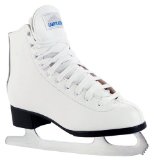 Roller Derby Lake Placid Deluxe Leather Figure Ice Skates - White - UK4