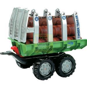 Rolly Timber Trailer Green with 5 Logs For Rolly Tractors