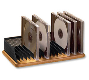 rolodex CD Holder Wood and Punched Metal Cherry