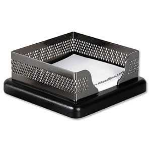 Rolodex Note Holder Wood and Punched Metal Black