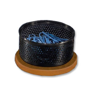 Rolodex Paper Clip Holder Wood and Punched Metal
