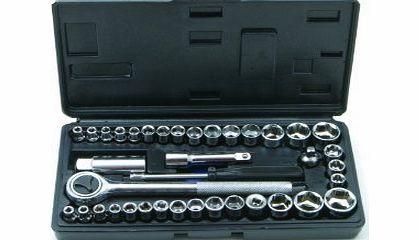 Rolson Tools 36109 40 piece Socket Set 1/4inch amp; 3/8inch