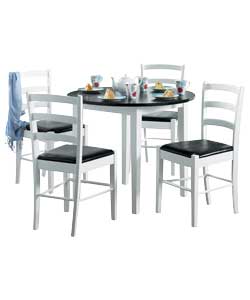 Black and White Round Dining Table and 4