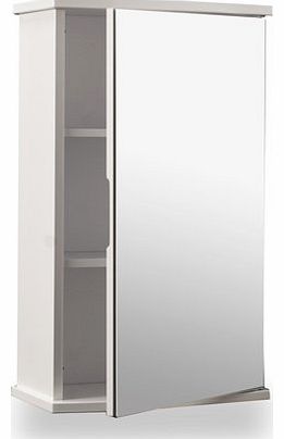 Mirrored White Gloss Wall Mounted Bathroom Cabinet (single door, 2 shelves)