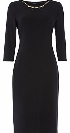Roman Originals Roman Womens Midi Necklace Shift Dress Black Size 20