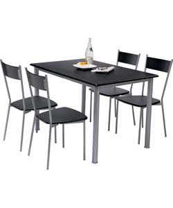 Rome Black Finish Dining Table and 4 Chairs