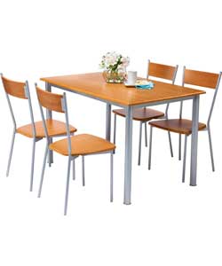 Oak Finish Dining Table and 4 Chairs