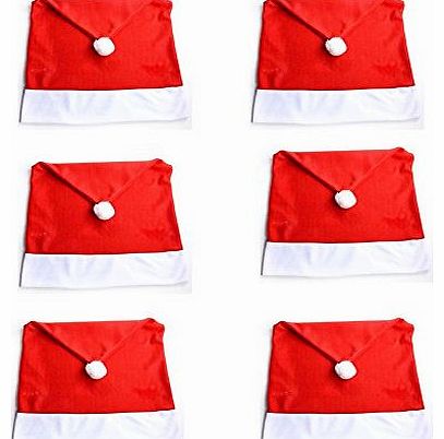 Rondaful 6PCS Santa Clause Red Hat Chair Back Cover Christmas Dinner Table Party Decor