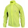 Protective lightweight nylon shell jacket with mesh underarm panels for ventilation.  Concealed hood
