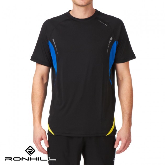 Ronhill Mens Ronhill Advance Crew T-Shirt - Black/Lagoon