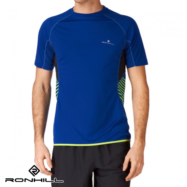 Mens Ronhill Advance T-Shirt - Cobalt/Black