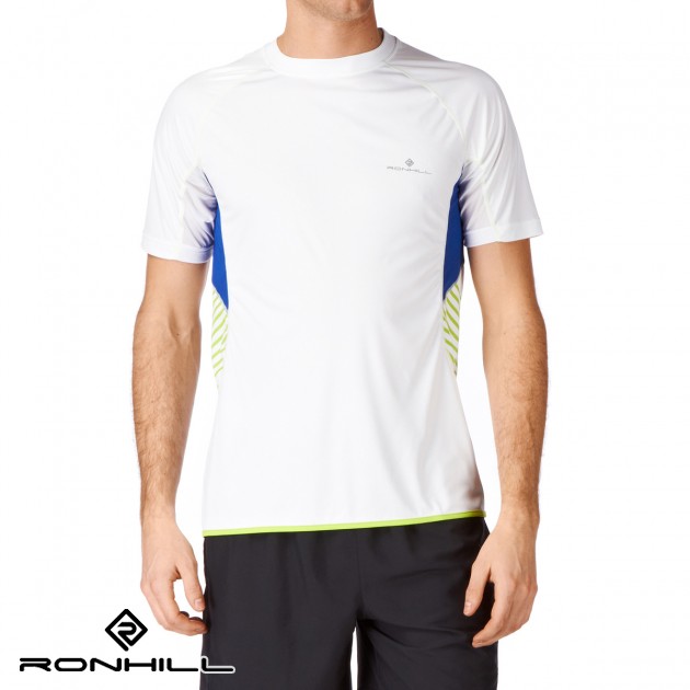 Ronhill Mens Ronhill Advance T-Shirt - White/Cobalt