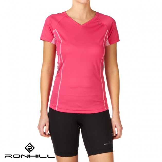 Womens Ronhill Aspiration T-Shirt - Rose/Blossom