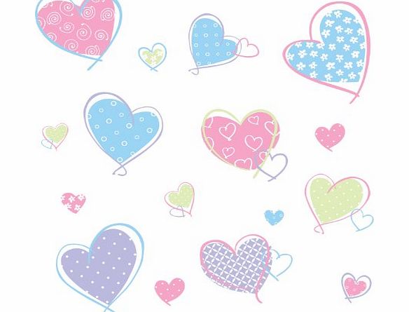 Repositionable Childrens Wall Stickers - Hearts