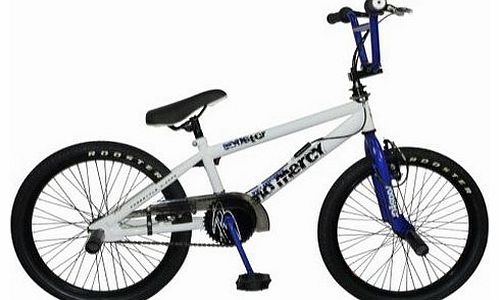 Rooster Boys No Mercy Single Speed Freestyle BMX Bike - (Gloss White/Gloss Blue, 11 Inch, 20 Inch)