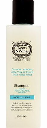 Roots and Wings Organic Moisturising Coconut/ Aloe Vera/ Almond and Jojoba with Ylang Ylang Shampoo 250ml
